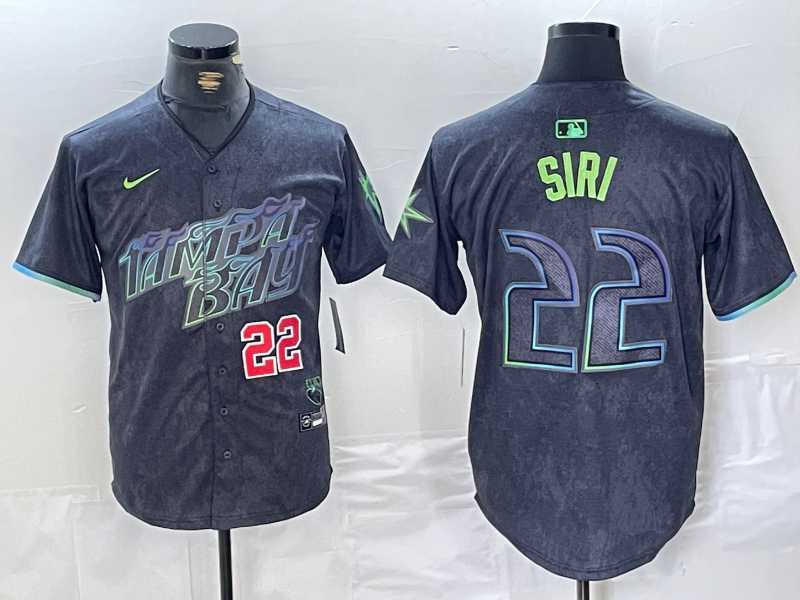 Mens Tampa Bay Rays #22 Jose Siri Number Charcoal 2024 City Connect Limited Stitched Jerseys->tampa bay rays->MLB Jersey